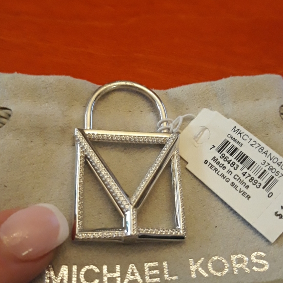 ♥️Michael Kors Sterling silver Mercer Charm Pave New Rhinestones Locket Pendant - Picture 5 of 7